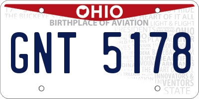 OH license plate GNT5178