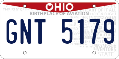 OH license plate GNT5179