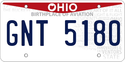 OH license plate GNT5180