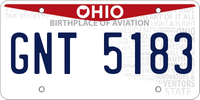 OH license plate GNT5183