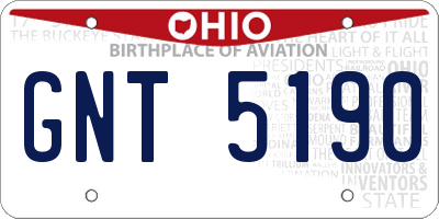OH license plate GNT5190