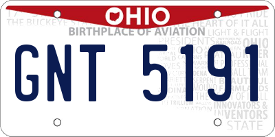 OH license plate GNT5191
