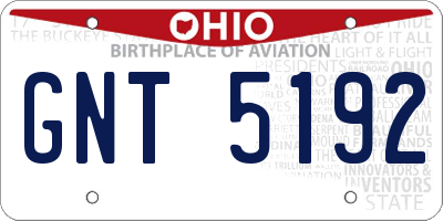 OH license plate GNT5192