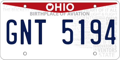 OH license plate GNT5194