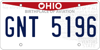 OH license plate GNT5196