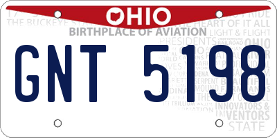 OH license plate GNT5198