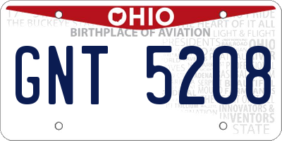 OH license plate GNT5208