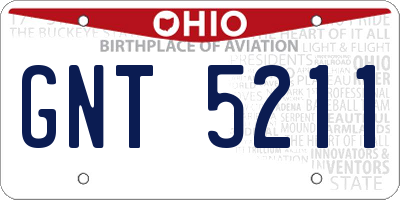 OH license plate GNT5211
