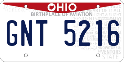 OH license plate GNT5216
