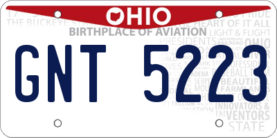 OH license plate GNT5223