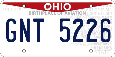 OH license plate GNT5226