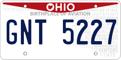 OH license plate GNT5227