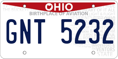 OH license plate GNT5232