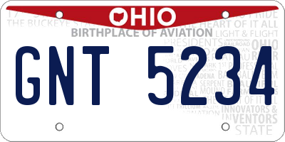 OH license plate GNT5234