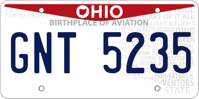 OH license plate GNT5235