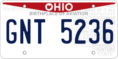 OH license plate GNT5236