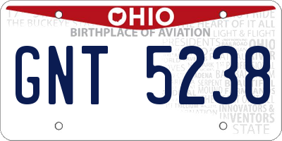 OH license plate GNT5238