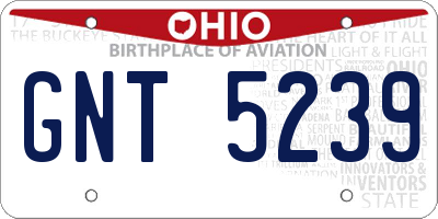 OH license plate GNT5239