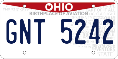 OH license plate GNT5242