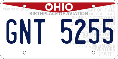 OH license plate GNT5255