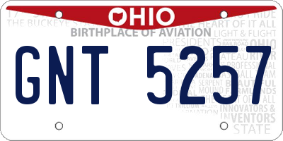 OH license plate GNT5257