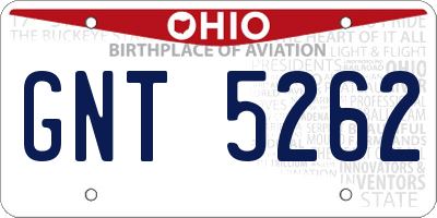 OH license plate GNT5262