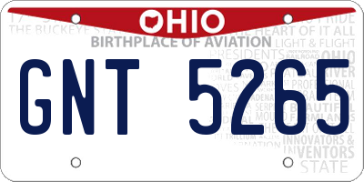OH license plate GNT5265