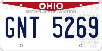 OH license plate GNT5269