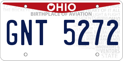 OH license plate GNT5272