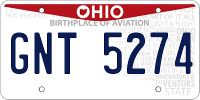 OH license plate GNT5274