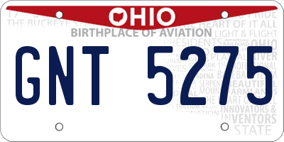 OH license plate GNT5275