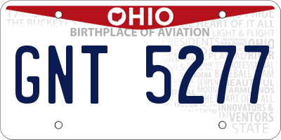 OH license plate GNT5277