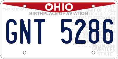 OH license plate GNT5286