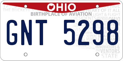 OH license plate GNT5298