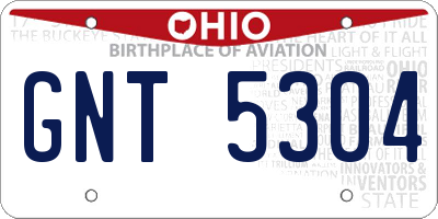 OH license plate GNT5304