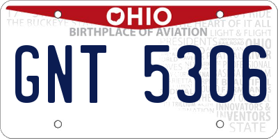 OH license plate GNT5306