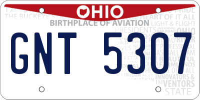 OH license plate GNT5307