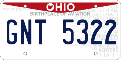 OH license plate GNT5322