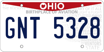 OH license plate GNT5328