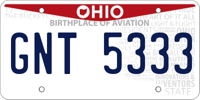 OH license plate GNT5333