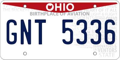 OH license plate GNT5336