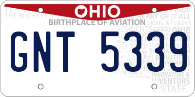 OH license plate GNT5339