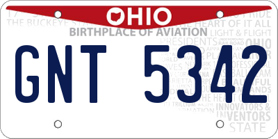 OH license plate GNT5342