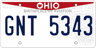 OH license plate GNT5343