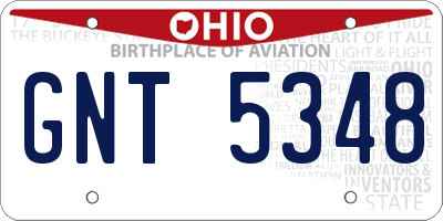 OH license plate GNT5348