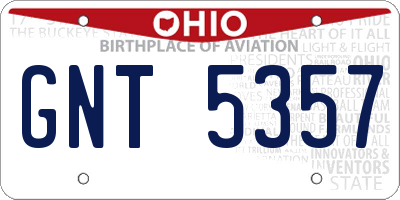 OH license plate GNT5357