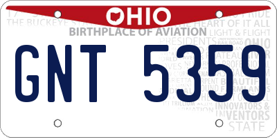 OH license plate GNT5359