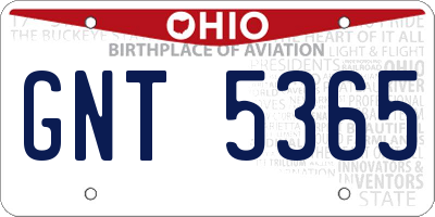 OH license plate GNT5365