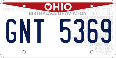 OH license plate GNT5369