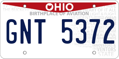 OH license plate GNT5372